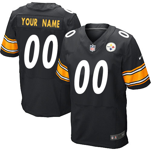 Nike New Pittsburgh Steelers Customized Black Stitched Elite Men's NFL Jersey - Click Image to Close